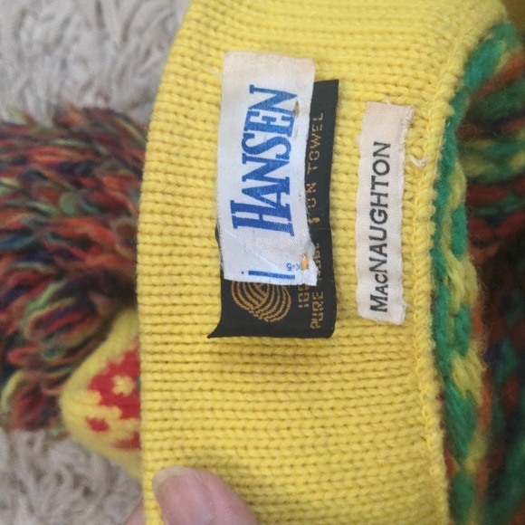 Fairisle MacNaughton Pom Pom Colorful Rainbow Wool Winter Beanie - Picture 4 of 6